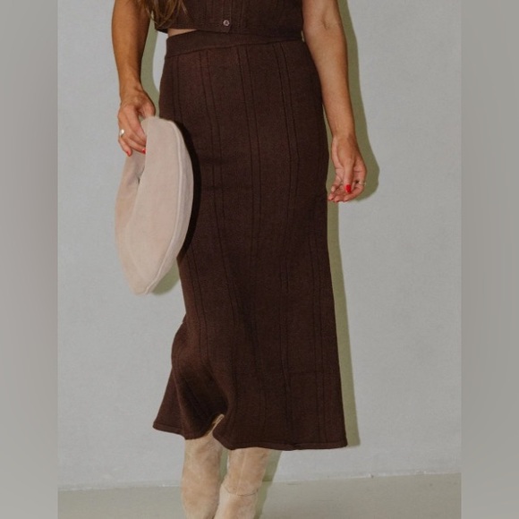 These Three Boutique Brown Pointelle Skirt - Picture 1 of 1